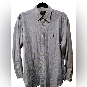 POLO BY RALPH LAUREN size 15 1/2 32/33 small light and dark blue plaid